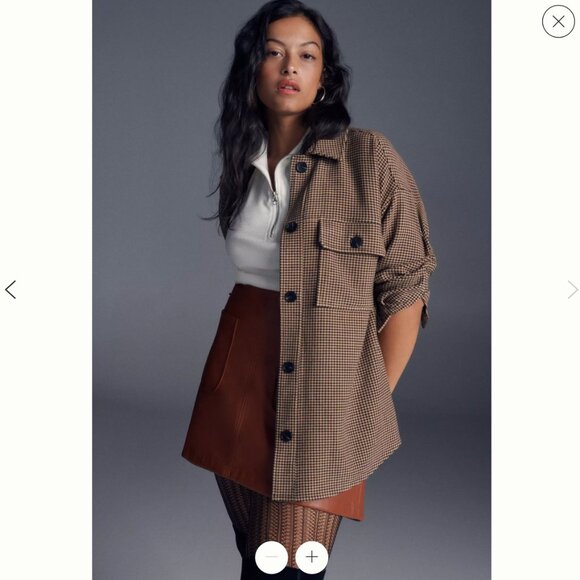 Anthropologie Current Air Shacket Houndstooth Size Large - Picture 7 of 7